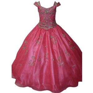 NEW LITTLE ROSIE girl's glitz pageant dress in flamingo